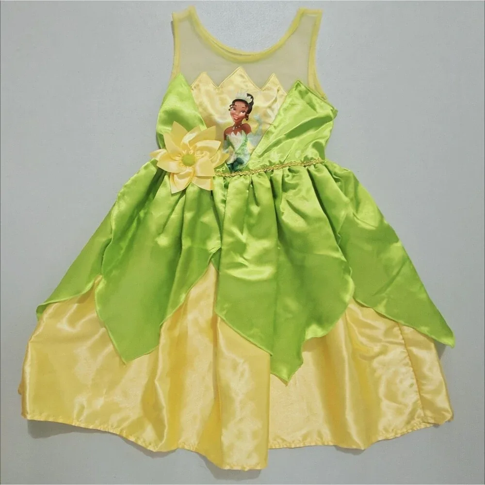 NEW Disney Tiana Dress Costume Girls 4T Princess & The Frog H&M Play Yellow NWT